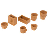 7 Pièces/Set Mini Miniature Bonsai Pot De Fleurs 1/12 Dollhouse Fairy Garden Décor Accessoires Maison Objets De Collection