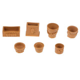 7 Pièces/Set Mini Miniature Bonsai Pot De Fleurs 1/12 Dollhouse Fairy Garden Décor Accessoires Maison Objets De Collection