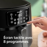 Philips Air Fryer Série 5000 7.2L - Connecté - 16 fonctions de cuisson, format XXL de 7,2L/1,4kg, technologie RapidAir, -90% de matières grasses, écran tactile, facile à nettoyer, noir (HD9285/90)