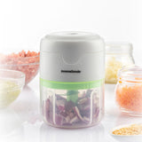 InnovaGoods® Mini Hachoir Rechargeable Portable Echoppie, Pratique et Polyvalent, Idéal pour Hacher des Fruits, des Légumes, des Noix, 3 Lames en Acier Inoxydable, Capacité de 150 ml, Puissance de 45