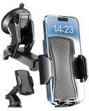 Hoppac Porte Telephone Voiture, Support Téléphone Voiture Ventouse Socles Portable pour Automobile, Tableau de Bord et Voiture Pare Brise, 360 Rotation, Un Bouton de Libération, pour 4-7 in Smartphone