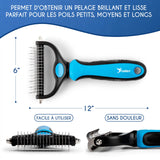 Candure Brosse Chien et Chat Professionnel Brosse Chien Poil Long Toilettage du Chien Râteau Dents à Double Face 17+9 Élimine Les Nœuds, Les Tapis et Les Cheveux Emmêlé (Azul)