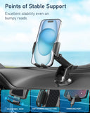 Hoppac Porte Telephone Voiture, Support Téléphone Voiture Ventouse Socles Portable pour Automobile, Tableau de Bord et Voiture Pare Brise, 360 Rotation, Un Bouton de Libération, pour 4-7 in Smartphone