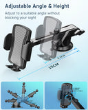 Hoppac Porte Telephone Voiture, Support Téléphone Voiture Ventouse Socles Portable pour Automobile, Tableau de Bord et Voiture Pare Brise, 360 Rotation, Un Bouton de Libération, pour 4-7 in Smartphone