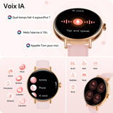 Montre Connectée Femme pour Samsung,iPhone,Android,1.27" Montre Connectée Femme Appel Bluetooth,Voix de l'IA,Smartwatch Moniteur de Fréquence Cardiaque,Sommeil,SpO2,Étanche IP68,110+ Modes Sport-Rose