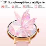 Montre Connectée Femme pour Samsung,iPhone,Android,1.27" Montre Connectée Femme Appel Bluetooth,Voix de l'IA,Smartwatch Moniteur de Fréquence Cardiaque,Sommeil,SpO2,Étanche IP68,110+ Modes Sport-Rose