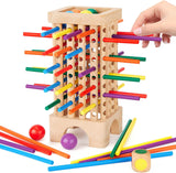 Montessori Game Wooden Board Games, 42 Colorful Sticks Dice Game Math Learning Toys for 3 4 5 6 Year Olds, Builds Fine Motor Skills & Counting, Family Travel Games for 3 Year Olds Gift for Kids