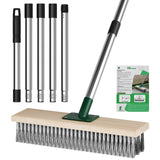 ytorgr Brosse de jardin en fil métallique robuste avec manche télescopique de 144,8 cm, brosse de jardin à poils métalliques rigides pour patio, terrasse, jardin