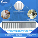 Candure Brosse Chien et Chat Professionnel Brosse Chien Poil Long Toilettage du Chien Râteau Dents à Double Face 17+9 Élimine Les Nœuds, Les Tapis et Les Cheveux Emmêlé (Azul)