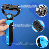 Candure Brosse Chien et Chat Professionnel Brosse Chien Poil Long Toilettage du Chien Râteau Dents à Double Face 17+9 Élimine Les Nœuds, Les Tapis et Les Cheveux Emmêlé (Azul)