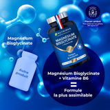 Magnésium Bisglycinate + Vitamine B6 - Sommeil, Stress, Fatigue - Absorption Maximale & Assimilation Facilitée - 90 Gélules Vegan - Nutrimea - Fabriqué en France