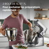 Kenwood Titanium Chef Baker XL, Robot Pâtissier avec Batteur K, Crochet Pétrisseur, Fouet et Bol de 7 Litres, KVL85.424SI, 1200W, Argent