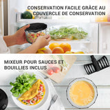 LEBENLANG Hachoir manuel legume & coupe oignon - Noir 1L mixeur manuel & BPA-Free I Moulinette manuelle Hachoir ail vegetable chopper Mini-robots et hachoirs a ficelle Eminceur legumes main 3 lames
