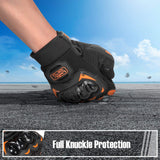 COFIT Gants de Moto Homologués CE, Gants à Écran Tactile Plein-Doigt pour la Course de Moto, VTT, Escalade, Chasse, Randonnée et Autres Sports de Plein Air - Orange M